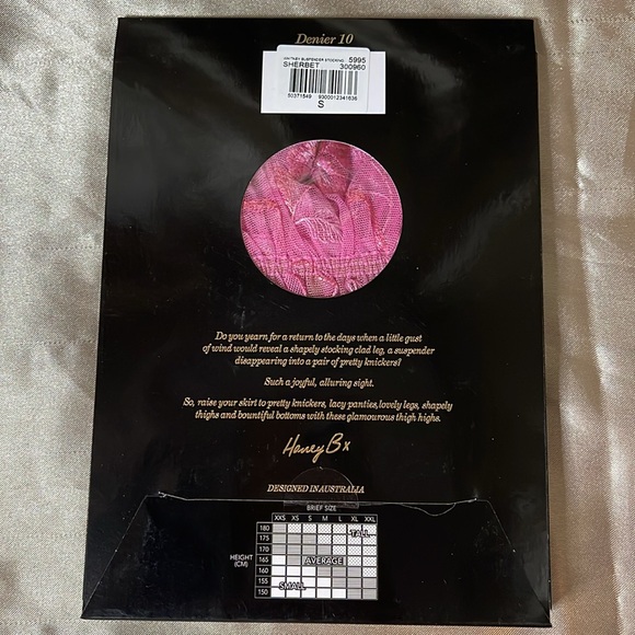 Honey Birdette Sherbet Whitney Thigh High Suspender Stockings - Picture 2 of 2